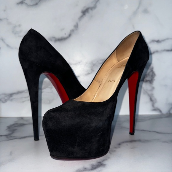 Christian Louboutin Daffodile Black Suede Platform Pumps Size US 12 / EU 42 - Picture 10 of 12